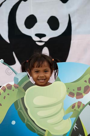 Turtle mock-up with kids heads was perfect photo op for the WWF staff