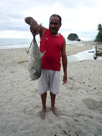 Mr. Linder with freshly caught GT - our lunch that day