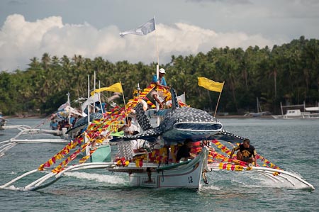 A jam-packed boat full of decorations and of course, a whale shark!
