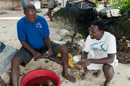 Clem is a seafood businessman aside from owning and operating Clem's Place. He has about 10 fishermen from his island catching fish and lobster for him which he delivers to Kavieng once a week