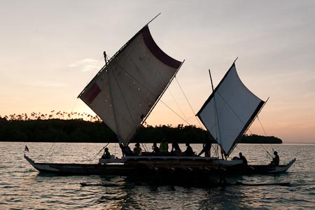 The traditional sailing canoes of M'Buke Islanders