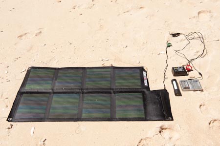 And in case there is no electricity, we brought a foldable solar panel.