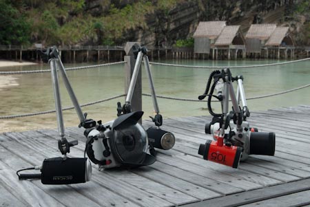 Our trusty two SEACAM underwater housings with their strobes