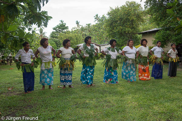 Ladies of Ligaulevu Village perform a welcome Meke for us.