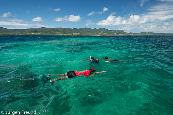 Now off to go hunt some fish, the Nukusa men spend about two hours in the water  catching reef fish.