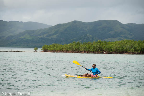 Salote kayaking - a popular watersport activity from Nukubati Island Resort.