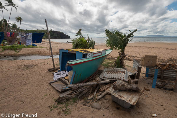 This is what's left of a wooden boat caused by category 5 Cyclone Evan.