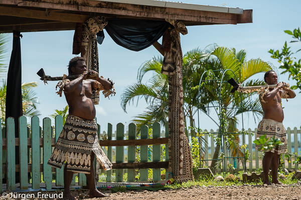 Men warriors of the “Bati” clan stand guard by the main entrance to the late Tui Macuata's house which is now the house of mourning.